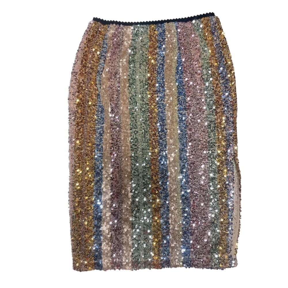 Anthropologie Endless Rose Stripe Multicolored‎ Sequin Skirt Womens Small